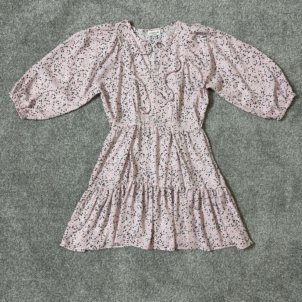 STUDIO by BOBEAU Dress Womens Medium Pink Fit & Flare Boho Girly Hippie Peasant